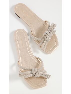 🆕️ Loeffler Randall Hadley Leather Bow Flat Sandal Cappacino Wedding Resortwear